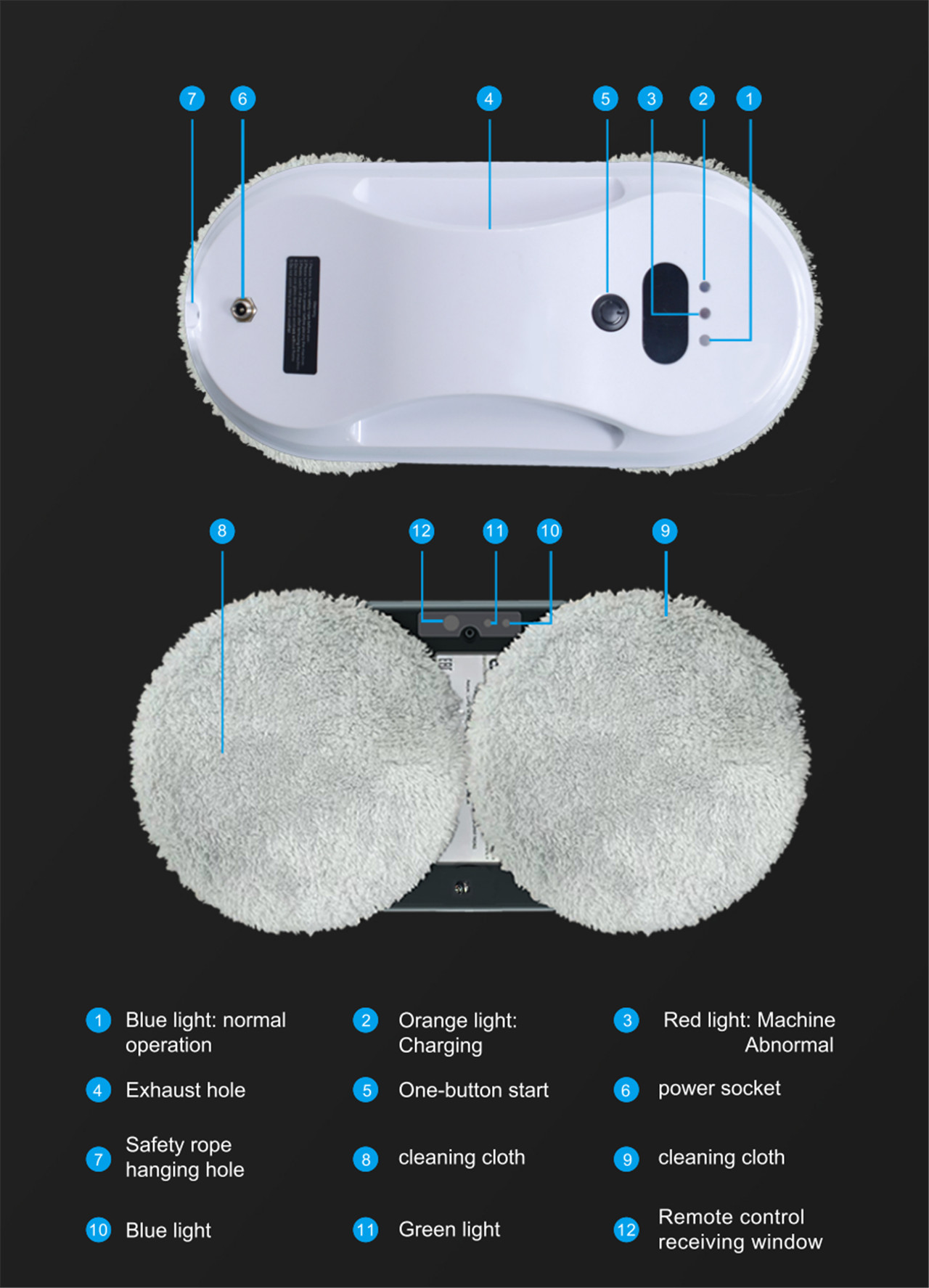 Panavox HCR-07 로봇 청소기 딥 클린을 위한 스마트 루트 계획이 있는 지능형 창문 청소 로봇 (13)